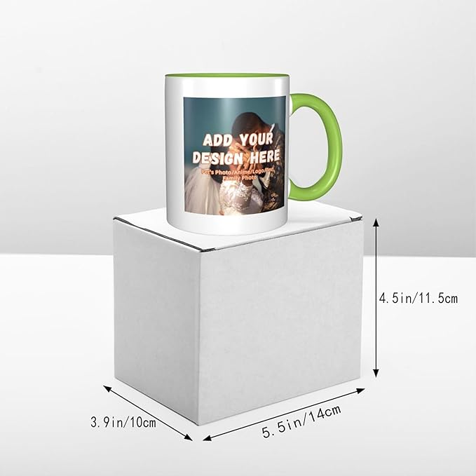 Customizable Mugs and Coffee Cups with Various Creative Designs Customize Your Photos Images Texts Partial or Full-Size Printing (Partial, Green)