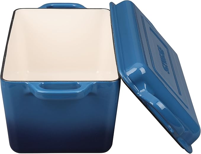 Enameled Cast Iron Dutch Oven, Oblong Bread Oven for Sourdough Bread Baking, Baking Pan, Dual Handles, Oven Safe, 4 Quart, Lake Blue