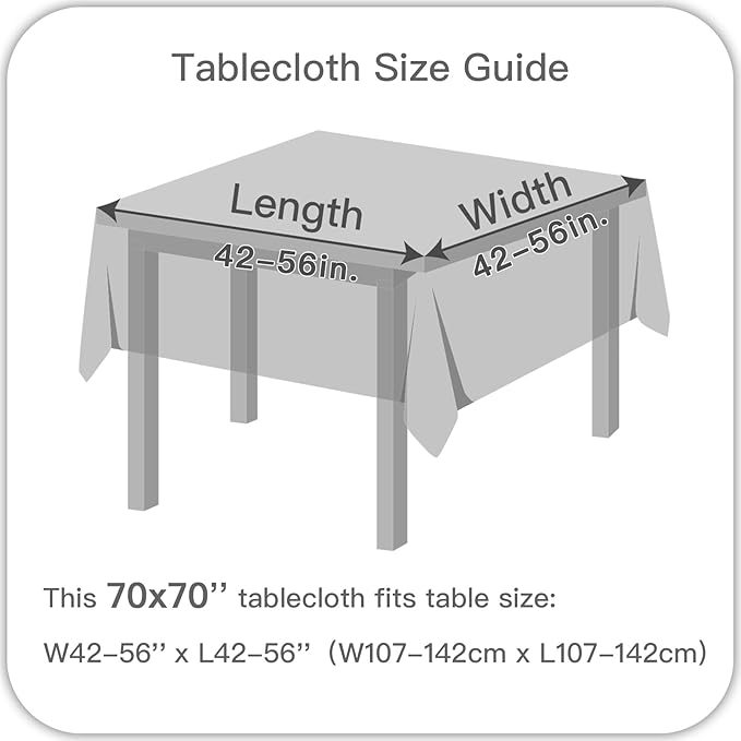 maxmill Square Tablecloth Swirl Design Spillproof Wrinkle Free Heavy Weight Soft Table Cloth Decorative Fabric Table Cover for Outdoor and Indoor Use Square 70 x 70 Inch Charcoal