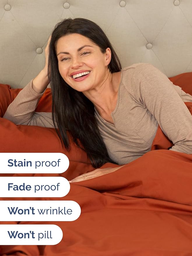 Extra Deep Pocket Queen Sheet Set - 4 Piece Breathable & Cooling Bed Sheets - Hotel Luxury Sheet Set - Soft, Wrinkle Free & Comfy - Easily Fits Extra Deep Mattresses - Deep Pocket Terracotta Sheets