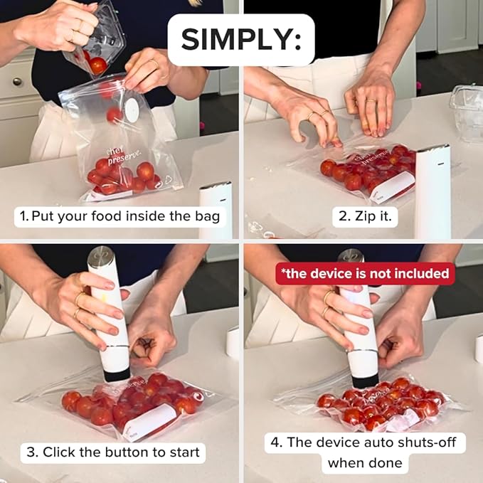 Chef Preserve Reusable Vacuum Sealer Bags for Food ??30 BPA-Free Food Storage Bags, Freezer, Microwave ??Odor-Resistant, Leak-Proof ??Compatible with Chef Preserve Vacuum Sealers