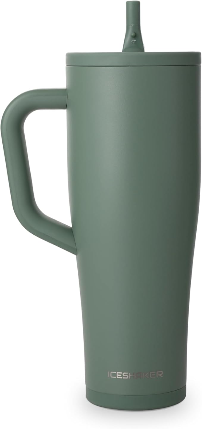 Ice Shaker 40 oz Tumbler with Handle and Straw | 40oz Aura | Cold for 30+ Hours | 2-in-1 Tumbler Shaker Bottle | Odor-Free 40 ounce Bottle for Water, Protein Shakes, Smoothies, Cocktails