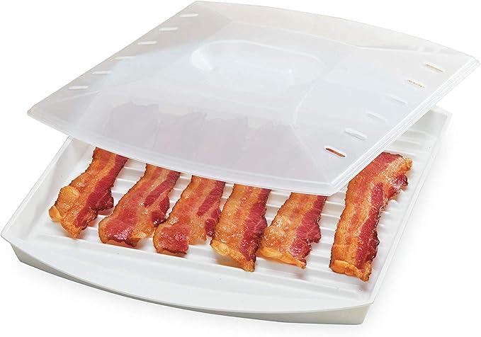 PrepSolutions Microwavable Bacon Grill, White ??Nonstick, Easy-Clean Design, 1 Piece