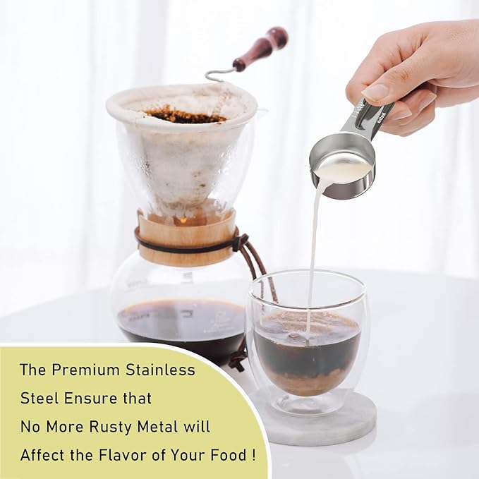 BERYLER 2PCS 1/4Cup (60ml, 2oz) Single Measuring Cup, Stainless Steel Measure Scoop, Metric and US Measurement, Dishwasher Safe
