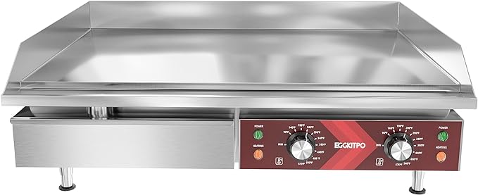 EGGKITPO Commercial Electric Griddle 29 Inch Large Countertop Griddle Non-Stick Flat Top Grill Stainless Steel Teppanyaki Griddle with Adjustable Temperature 90??575??for Restaurant Use 240V 3500W