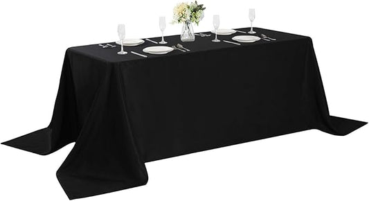 Cupuamon Rectangle Tablecloth 90x156 inch Washable Polyester Fabric Table Cloth for Wedding Party Dining Banquet Decoration（90x156, Black）