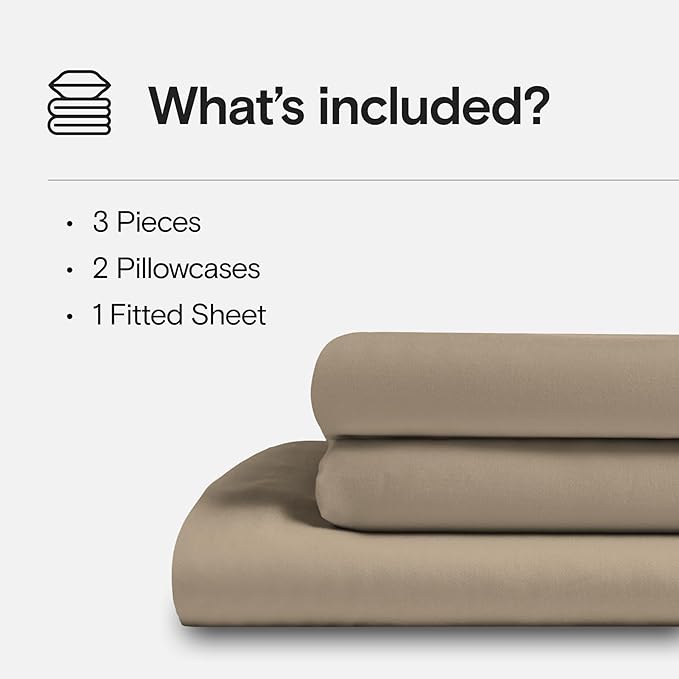 DOZ Sheet Set, 100% Viscose derived from Bamboo, Organically Grown, Buttery Soft, Cooling Sheets, High GSM, Deep Pockets - 3 Piece - 2 Pillowcases 1 Fitted Sheet (Dune, Full)