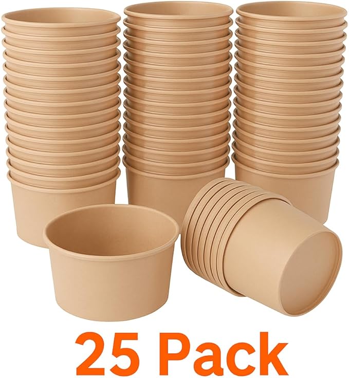 Ruthy's Outlet Kraft Salad Bowls W/Clear Lids ??Disposable Paper Salad Containers, Eco-Friendly | Leak-Resistant | Microwave Safe ??Ideal for Meal Prep, To-Go Orders & Catering (25, 20 oz)