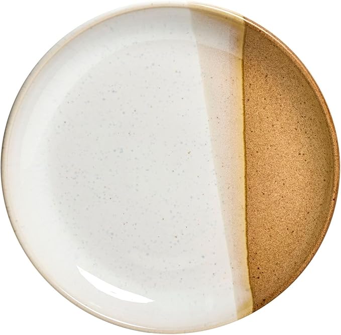 Sango Phoebe 12-Piece Multicolor Stoneware Dinnerware Set ??Service for 4, Plate & Bowl Set, Caramel Stoneware with a Rustic White Glaze, for Daily Dining & Entertainment, Microwave & Dishwasher Safe