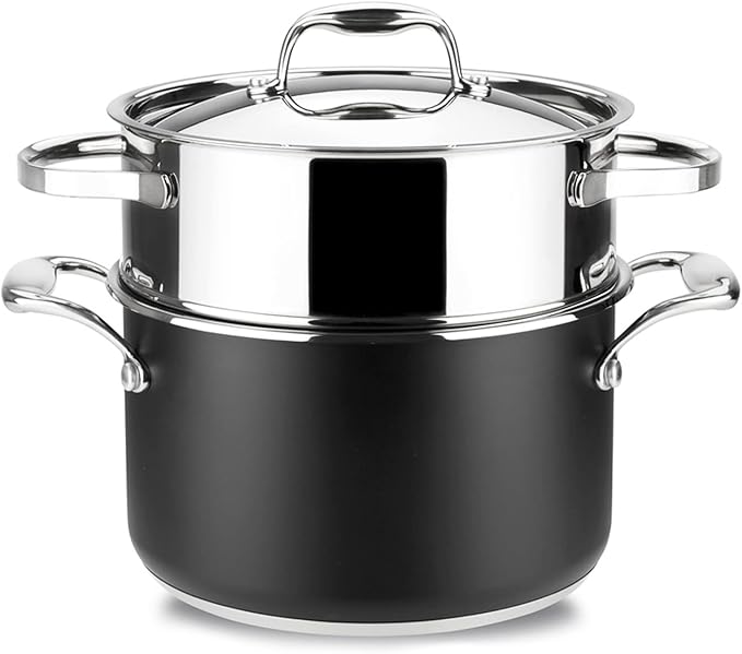 MAGEFESA Prisma ??7.9 inches steam pot with lid, made in 18/10 stainless steel, for all types of kitchens, INDUCTION, easy cleaning, dishwasher and oven safe up to 392쨘F
