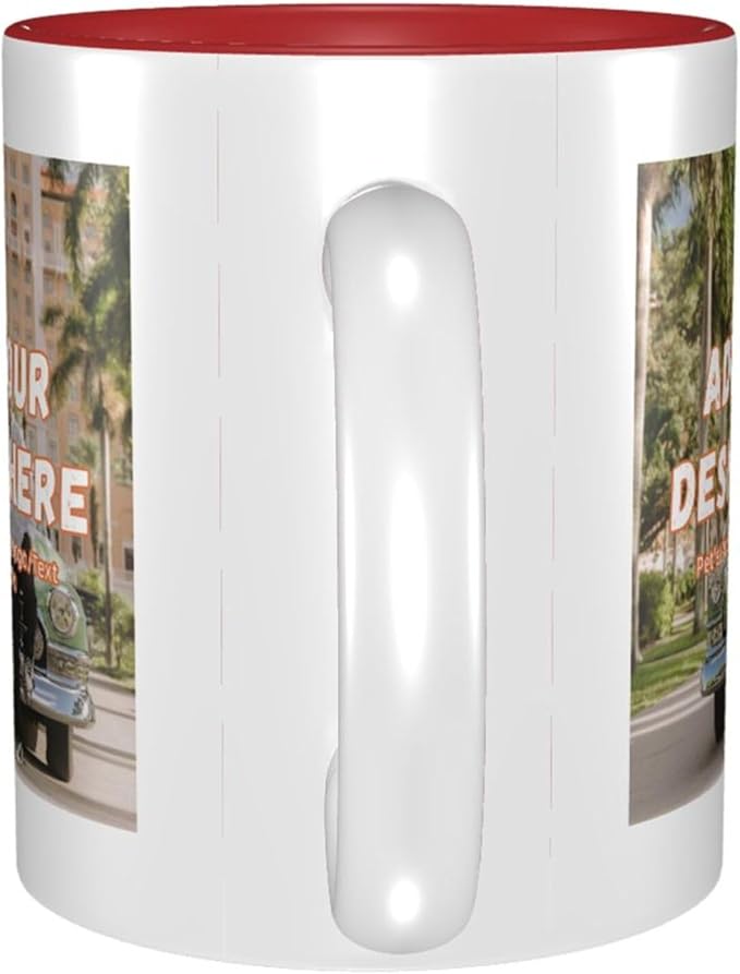 Custom Color Mugs with Partial or Full-Size Printing Customizable Photos and Text Coffee Mugs Creative Multicolor Designs Image (Partial, Red)