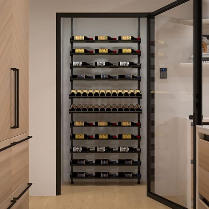 Ultra Wine Racks Showcase Bespoke Wine Display - Black, Storage for 78 Bottles, Horizontal & Display Rows, Wine Rack for Wine Cellars, Home Bars, & Dining Rooms