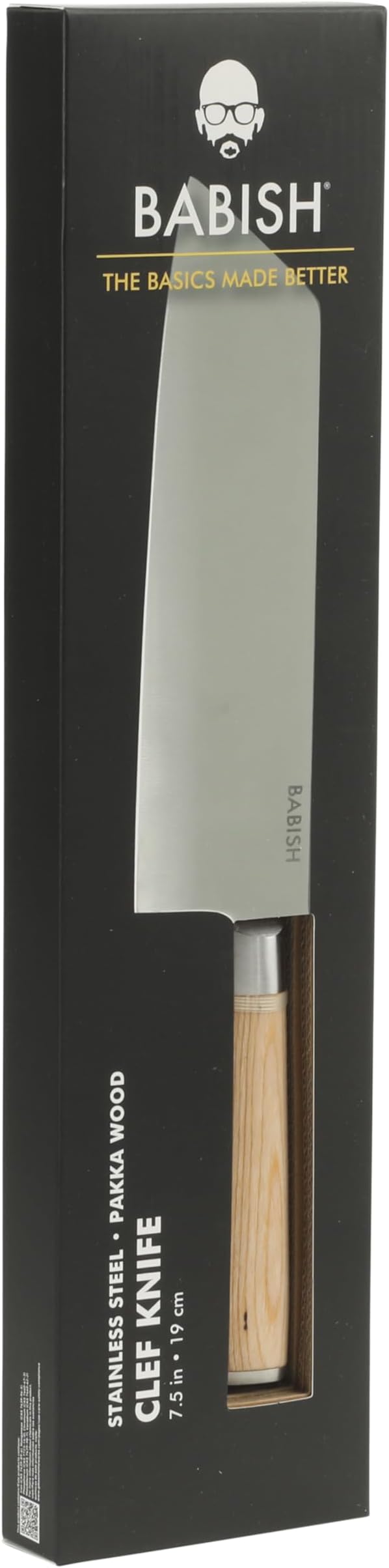 Babish 7.5-Inch Clef Knife ??High-Carbon 1.4116 German Steel Kitchen Knife with Light Pakka Wood Handle, Chef & Cleaver Hybrid for Chopping, Slicing & Prep, Full-Tang, Razor Sharp, Ergonomic Design