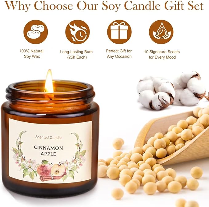 Scented Candle Gift Set for Women, 10 Pack Long Lasting Soy Wax Candles, Aromatherapy Candles for Home, Perfect Gifts for Birthday, Mother?셲 Day, Thanksgiving & Holidays