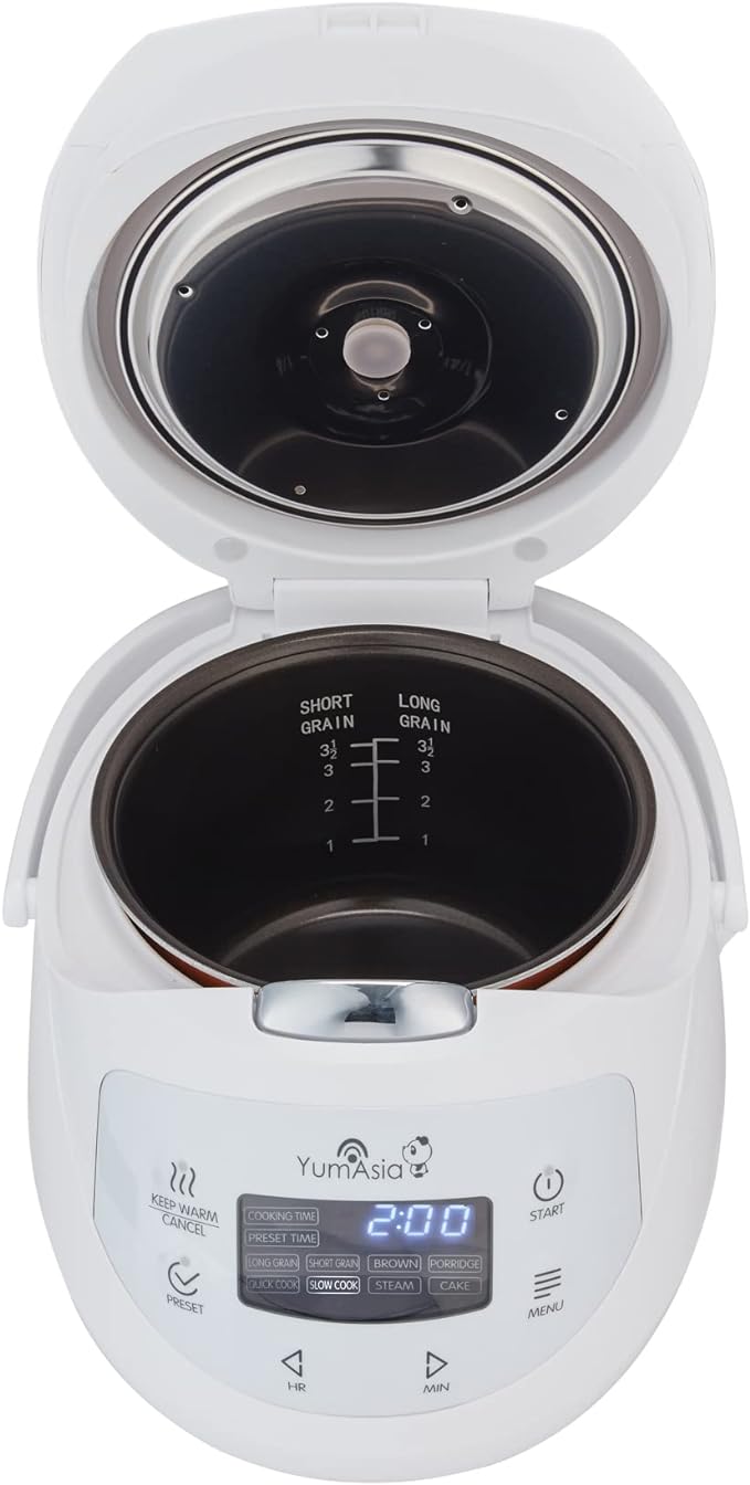 Yum Asia Panda Mini Rice Cooker With Ninja Ceramic Bowl and Advanced Fuzzy Logic (3.5 cup, 0.63 litre) 4 Rice Cooking Functions, 4 Multicooker functions, Digital LED display - 120V