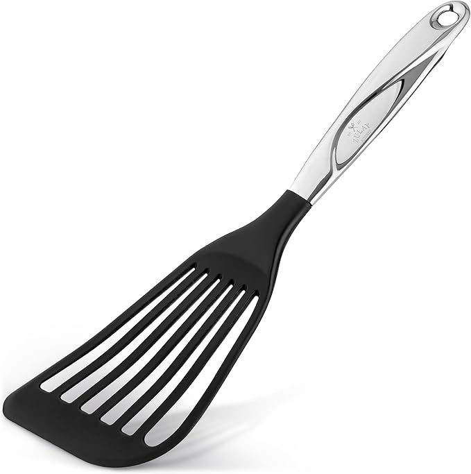 Zulay Kitchen Stainless Steel Fish Spatula - 12.8??Flexible Slotted Turner for Cooking & Frying - Ergonomic Handle, Non-Stick Safe & Dishwasher Safe Kitchen Utensil for Everyday Use