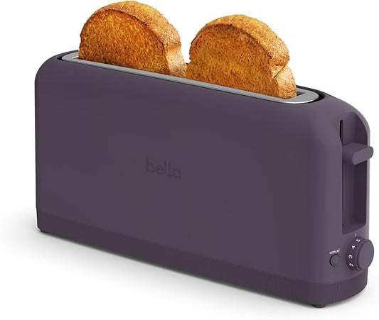 bella 2 Slice Slim Toaster, Fits-anywhere??Kitchenware, 6 Setting Shade Control with Reheat & Cancel Buttons, Fits sourdough, 10??Long Slot, Anti Jam & Auto Shutoff, 900 Watt, Plum