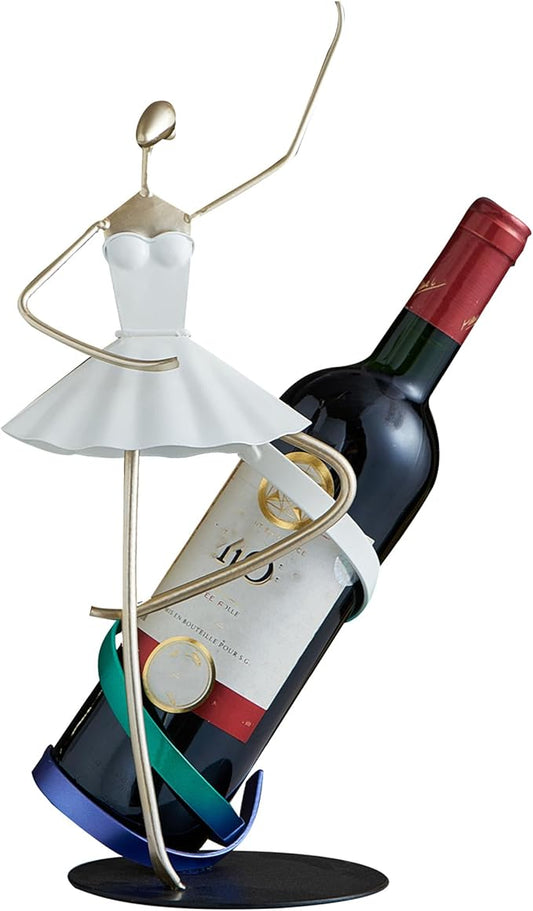 XINXUAN Ballet Dancer Metal Wine Rack-Modern Bar&Countertop Decor-Artistic Wine Holder- Gift for Wine Lover-14.96?쒱