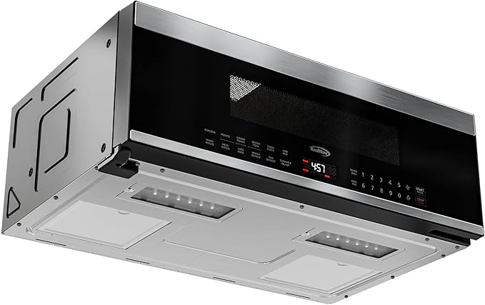 KoolMore 30 Inch Over-The-Range Low Profile Microwave, 1.2 Cu. Ft. Built-in, 10 Power Levels, 13.5??Glass Turntable, 1000-Watt Power, Advanced Air Vent, and Heat Circulation (KM-MLPOT-1SS)