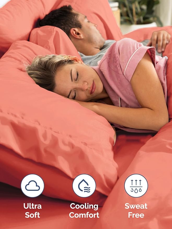 Extra Deep Pocket Cal King Sheets - 4 Piece Breathable & Cooling Bed Sheets - Hotel Luxury Bed Sheet Set - Soft, Wrinkle Free & Comfy - Easily Fits Extra Deep Mattresses - Deep Pocket Coral Sheets Set