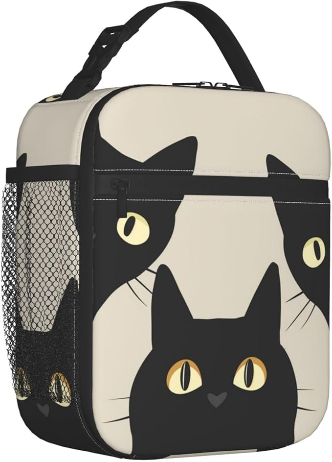 VANZEV Black Cat Lunch Box for Adults Women Girls Boys Kids Funny Cat Lunch Box Insulated Cooler Reusable Lunch Bag Container Gifts for Work Office Picnic Travel School