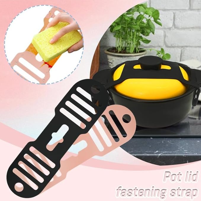 Silicone Lid Lock Strap for Crockpot Slow Cooker (6/7/8 Quart) - Universal Rubber Band Secure Lid Holder | Heat-Resistant, No-Spill Design Transport Accessories (2Pink)