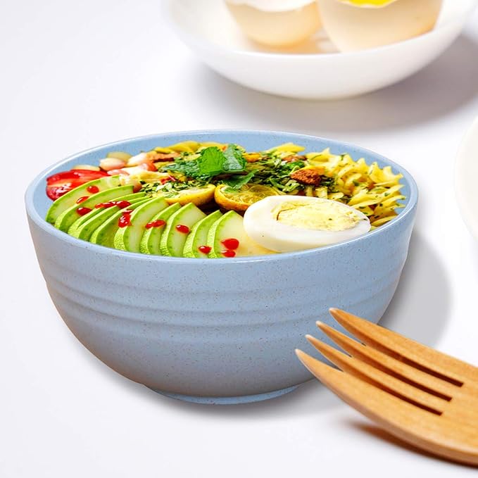 Unbreakable Cereal Bowls - Wheat Straw Fiber Lightweight Bowl Sets 4 - Dishwasher & Microwave Safe - for,Rice,Soup Bowls (24 OZ)