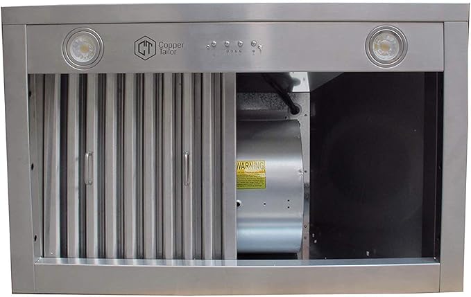 CT Copper Tailor Copper Vent Hood Island Mount,30'' W,39''H, 610 CFM Exhaust Fan,Stainless Steel Vent,LED Light,Dishwasher-Safe Baffle Filters,Light Hammered-Medium Patina,VH3A