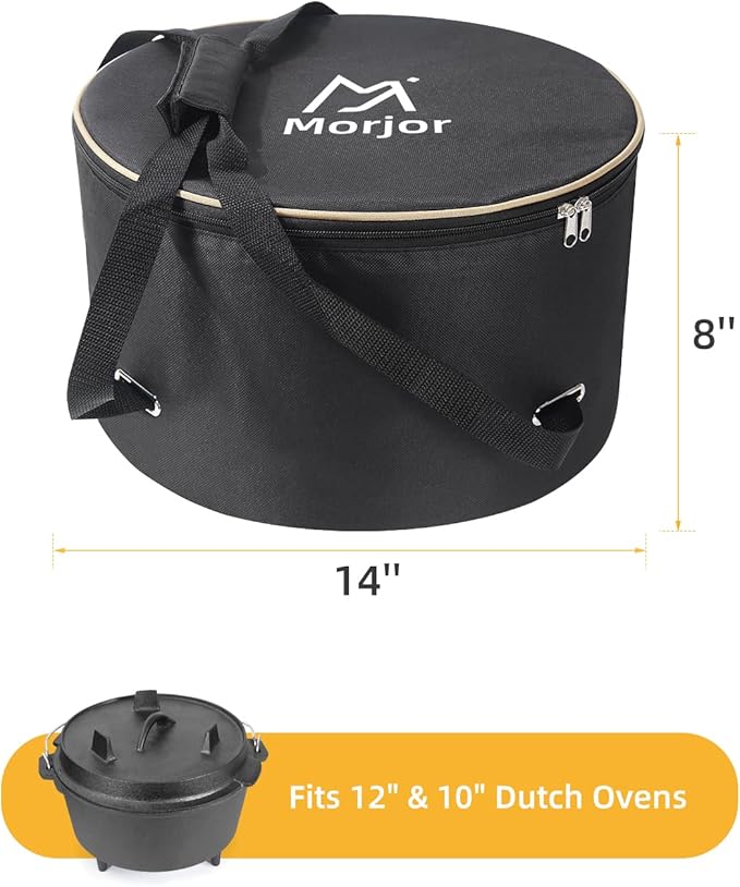Dutch Oven Bag for 12 & 10 Inch Dutch Oven, Carry Bag with Extra Inner Crossed Straps & 2 Pockets