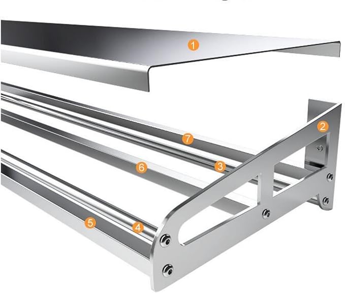 Wall Mount Metal Wall Shelf Kitchen Spice Condiment Racks 304 Stainless Steel fit Storage Rack Bedroom Bathroom Living Room Shelves (Length31.5 width5.9)