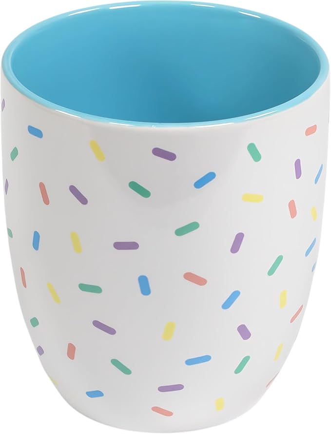 Poppy Blue Cute Coffee Mug with Pastel Sprinkles | Birthday Cake Coffee Cup Gift | Large White Ceramic Cup | Ice cream and Dunkin Donuts Coffee Mugs