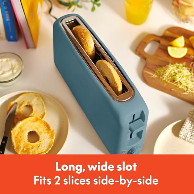 bella 2 Slice Slim Toaster, Fits-anywhere??Kitchenware, 6 Setting Shade Control with Reheat & Cancel Buttons, Fits Sourdough, 10??Long Slot, Anti Jam & Auto Shutoff, 900 Watt, Surf