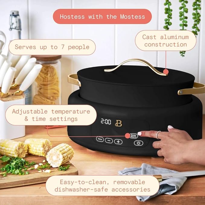 Beautiful 10-in-1 6-Qt Programmable Multi-Cooker with Oven-Safe Pot & 7 Presets ??Slow Cook, Rice, Steam, Saut챕 (BLACK SESAME)