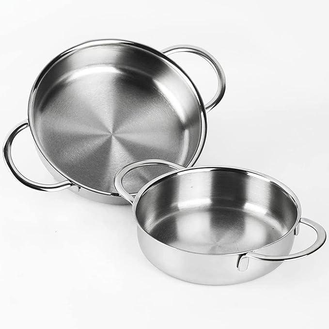 Magefesa Prisma ??5.5 and 6.3 inches mini Deep saute, made in 18/10 stainless steel, for all types of Stovetops, INDUCTION, easy cleaning, dishwasher and oven safe up to 392쨘F