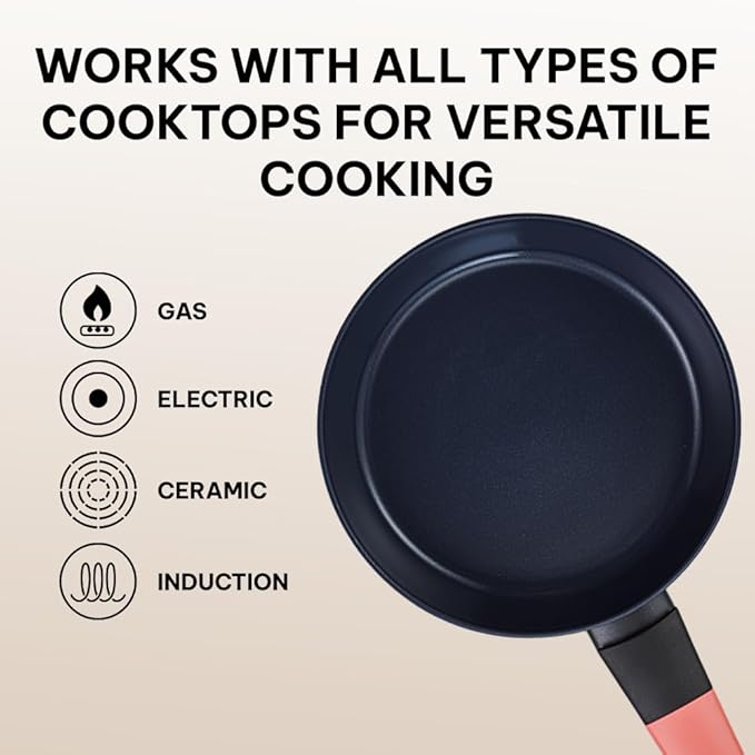 Brabantia Tasty+ 8??Nonstick Frying Pan ??PFAS/PFOA/PTFE Free Ceramic Skillet with Stay?멌ool Handle, Easy Clean, Even Heating, Ideal for Eggs & Small Meals