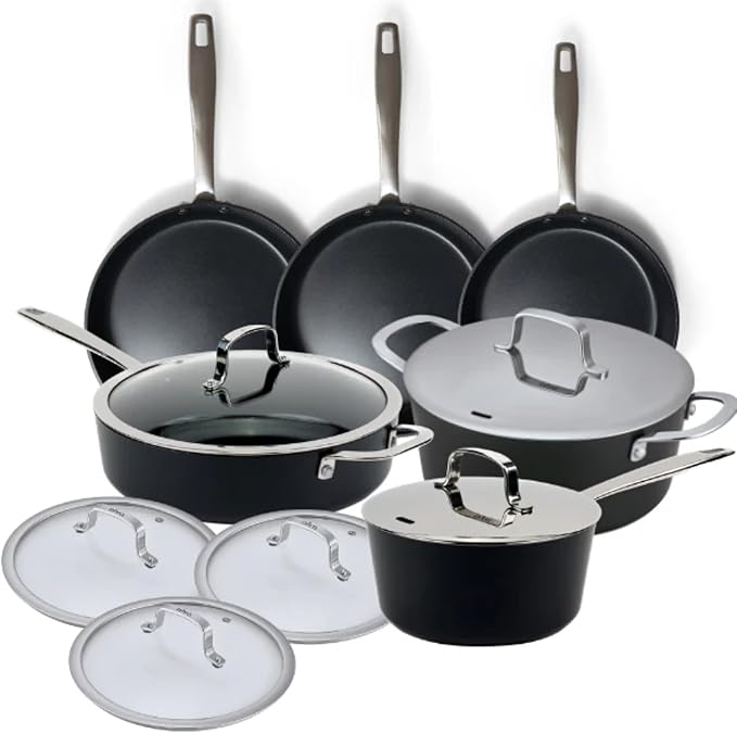 Alva Maestro 12-Piece Ceramic Cookware Set ??Nonstick & No PTFE, PFOA, PFAS for Safe, Healthy Cooking ??Oven & Induction Safe for Fast Even Heat, Effortless Cleanup, Durable Designed to Last