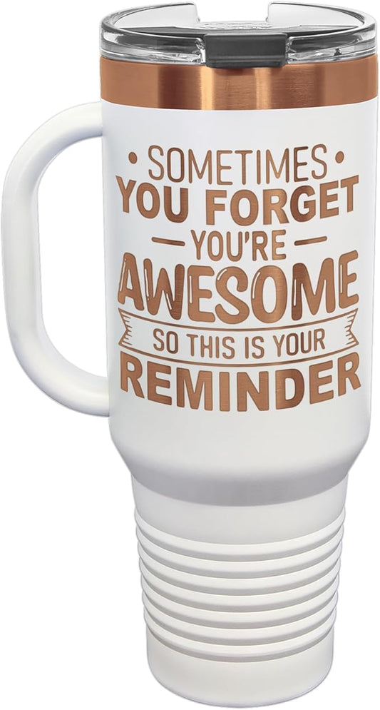 Spotted Dog Company Inspirational Tumbler, Inspirational Gifts for Men Dad Father Wife Sister Women, Birthday For Him Her, You?셱e Awesome Tumbler, Teacher Coworker Gifts 40oz White Copper