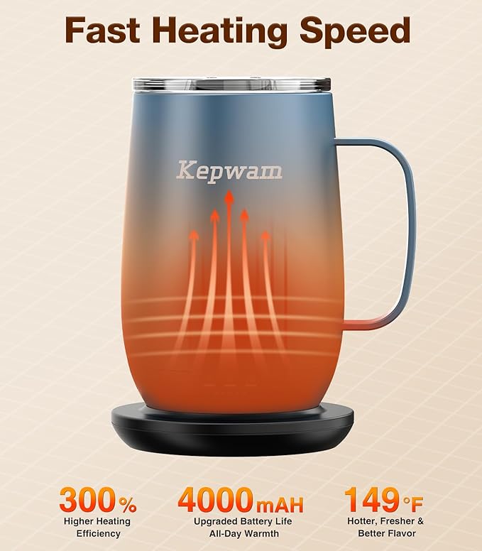 Heated Coffee Mug T2-Plus, 20oz Leading Large Capacity Self Heating Mug, Up to 8 Hrs Battery & Hot Up to 149?? Smart Coffee Mug for Women, Men