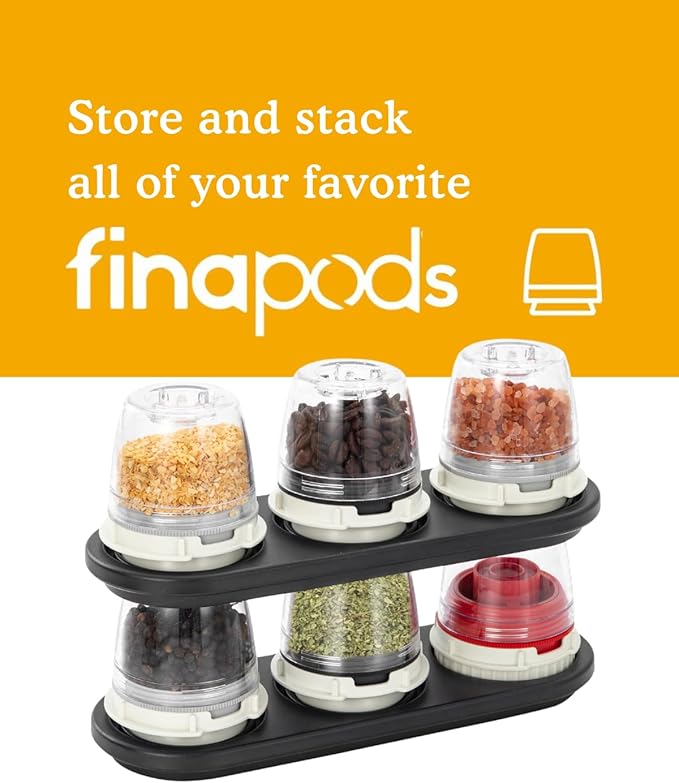 FinaMill Black Trio Stackable Tray ??Spice Rack for 3 FinaMill Pods, Durable Kitchen Organizer for Spice Grinder, BPA-Free, Easy to Clean, Keeps Spices Neat and Accessible, Home and Kitchen Gift Ideas