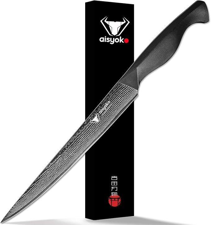 Slicing Knife 9", Long, Thin Blade, Allows for Cleaner Cuts to Preserve Juices and Flavor, Cutluxe Meat Carving Knife ??Turkey Carving Knife,All Tang non-slip handle design,Premium Gift Box