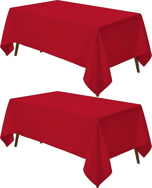 Utopia Kitchen Rectangle Table Cloth 2 Pack(60x102 Inches, Red), Tablecloth Machine Washable, Polyester Table Cover for Dining, Buffet Parties, Picnics, Events, Weddings and Restaurants