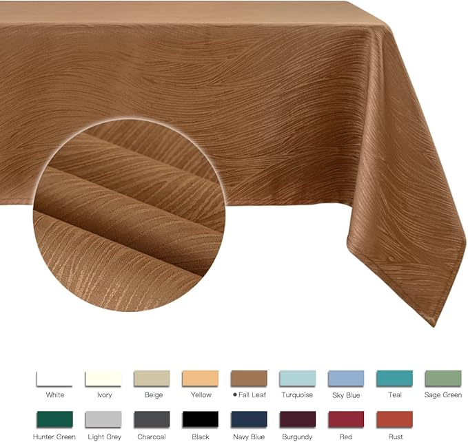 maxmill Fall Tablecloth Swirl Design Spillproof Wrinkle Free Heavy Weight Soft Table Cloth Decorative Fabric Tabletop for Harvest Celebration Thanksgiving Dinner Rectangle 60 x 140 Inch, Fall Leaf