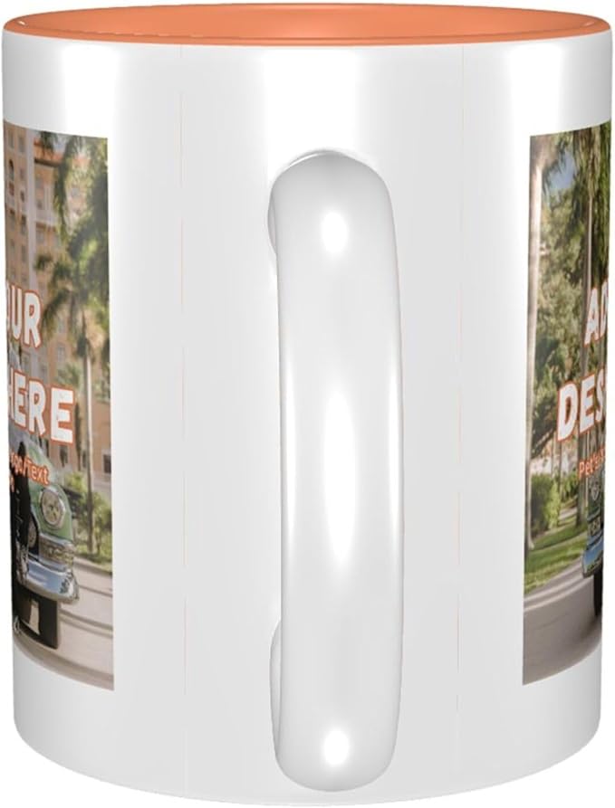 Custom Color Mugs with Partial or Full-Size Printing Customizable Photos and Text Coffee Mugs Creative Multicolor Designs Image (Partial, Orange)