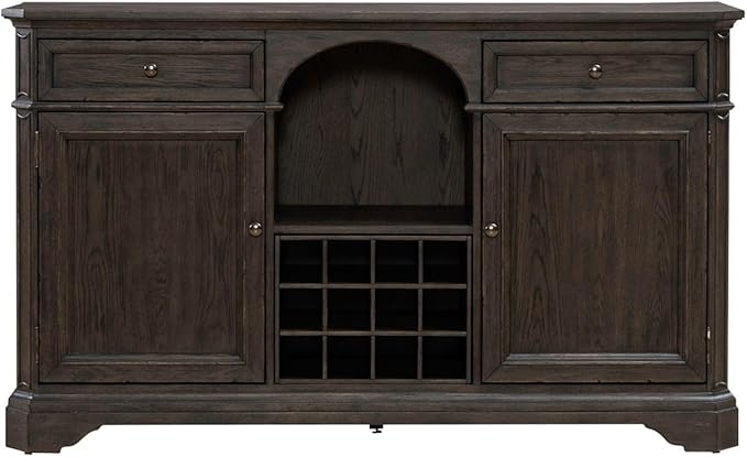 Liberty Furniture Grant Park Dining Room Wine Rack Buffet - White Oak Veneers - Cappuccino Brown