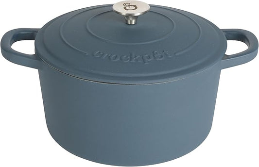 Crock-Pot Artisan 7-Quart Round European Enameled Cast Iron Dutch Oven ??Matte Navy Blue, Durable Oven Safe Cookware