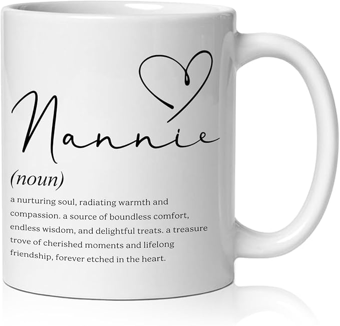 Nannie Grandma Mug, Nannie Grandmother Gifts from Grandkids Coffee Cup Ceramic, Grandma Gifts for Birthday Christmas Ceramic Coffee Tea Mug 11 oz