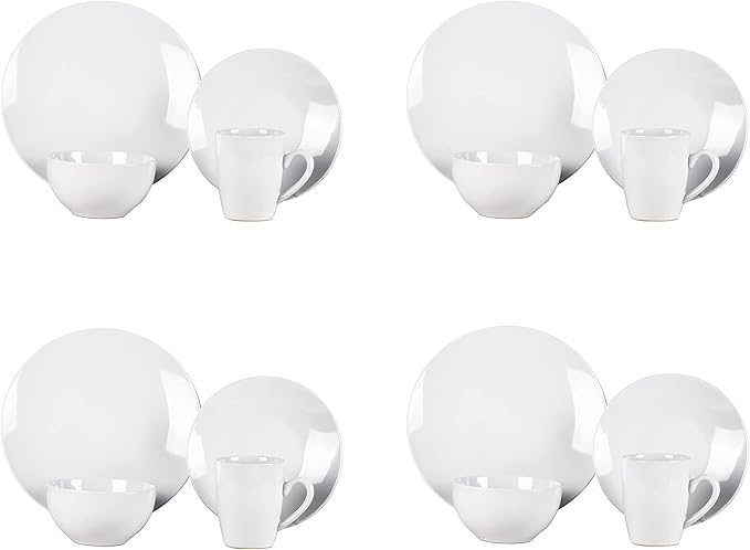 Color Wave Stoneware 16pc Dinnerware Set, White