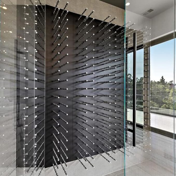 Ultra Wine Racks Fusion Wine Wall Label-Out (3 Foot, Single Deep, Black Acrylic, Satin Aluminum Peg) ??Modular Wine Rack for 9 Bottles, Easy Installation for Home Bar or Wine Cellar