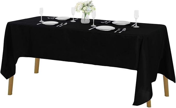 Cupuamon Rectangle Tablecloth 60x120 inch Washable Polyester Fabric Table Cloth for Wedding Party Dining Banquet Decoration（60x120, Black）