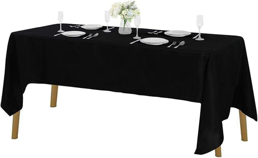 Cupuamon Rectangle Tablecloth 60x120 inch Washable Polyester Fabric Table Cloth for Wedding Party Dining Banquet Decoration（60x120, Black）